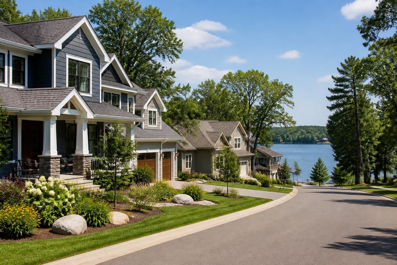 Well-maintained homes on a peaceful Minnesota residential street.