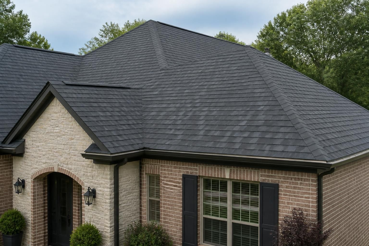 Complete roof replacement on a finished home exterior.
