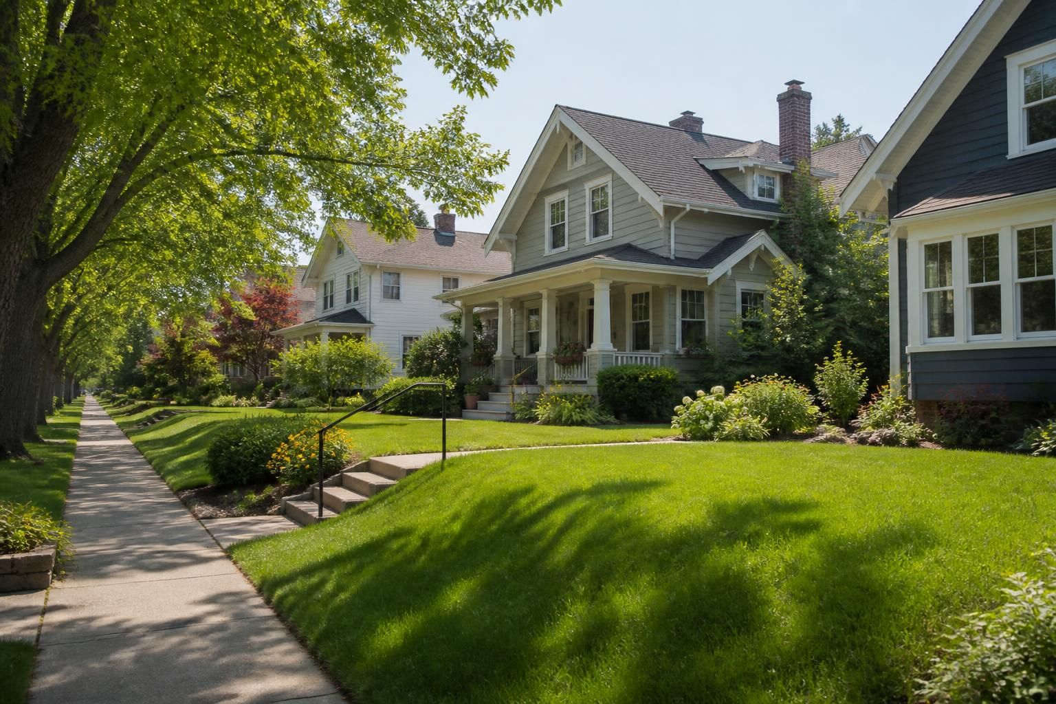 Classic neighborhood homes on a calm Minnesota street.